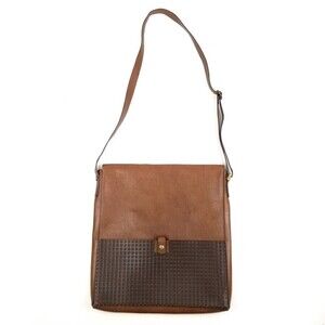 Vintage Loyd Maish Leather Letter Envelope Satchel Bag Crossbody Purse Brown
